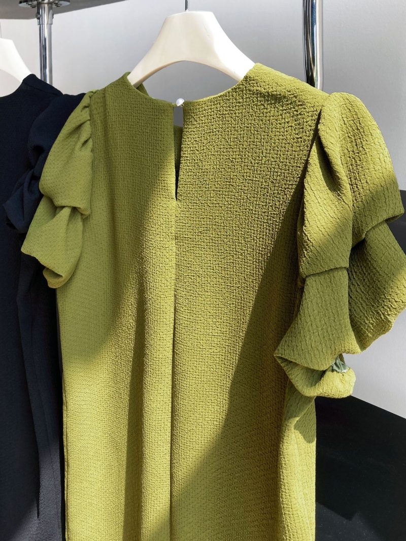 Puff Sleeve Green Maxi Dress - Image 4