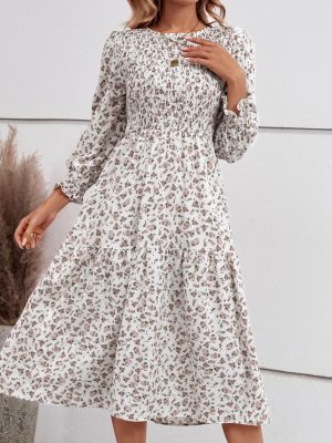 Long Sleeve Floral Print Dress – Autumn Fashion