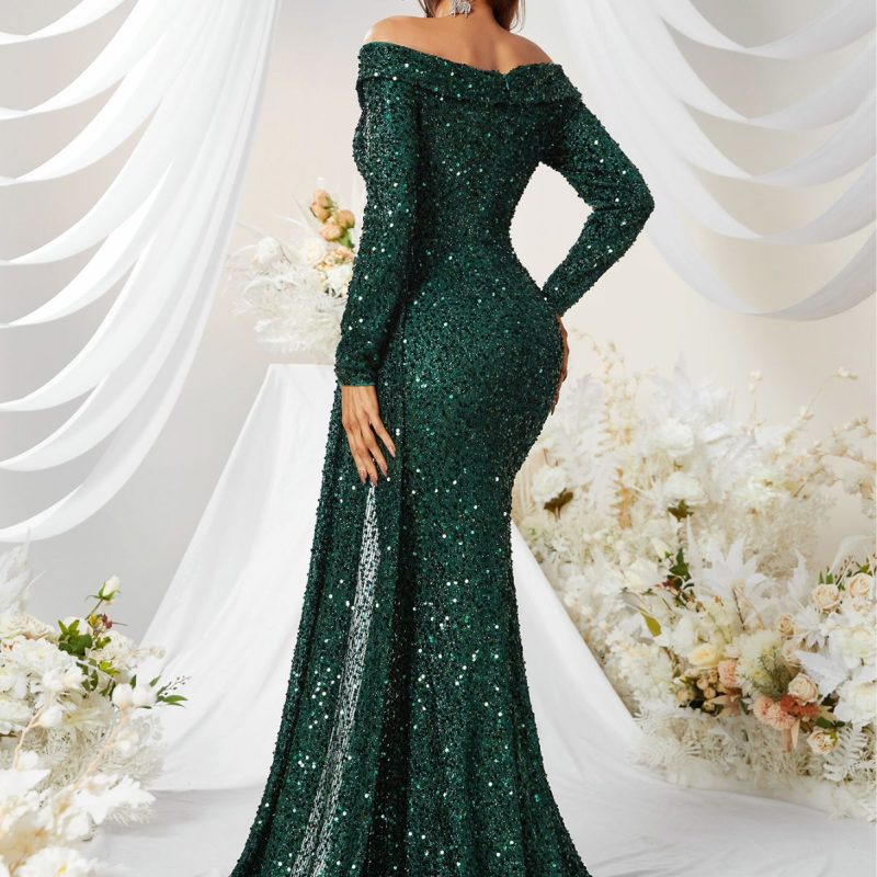 Premium Sequined Off-Shoulder Ball Gown - Image 4