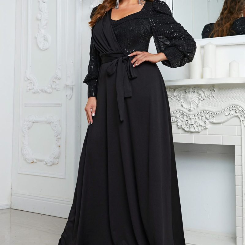 Sequined Plus Size Formal Maxi Dress - Image 3