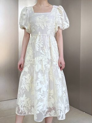 Organza Square Collar Tea Dress