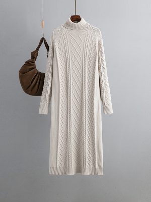 Heaps Collar Twist Woolen Dress