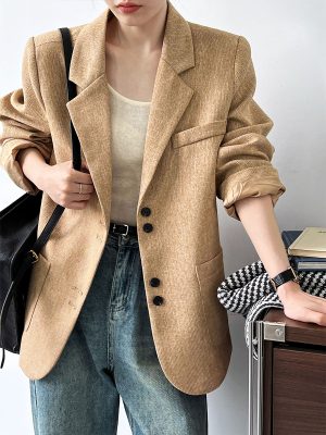 Retro Texture Woven Blazer