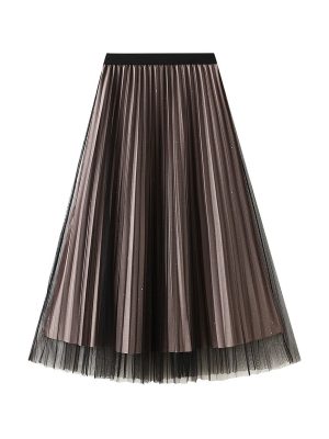 Bright Silk Pleated Skirt: Mid-Length, Two-Sided Wear