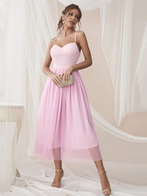 Sexy A-line Mesh Stitch Sleeveless Slip Dress