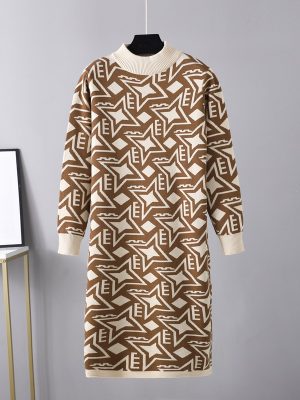 Winter Match Coat Knitted Dress