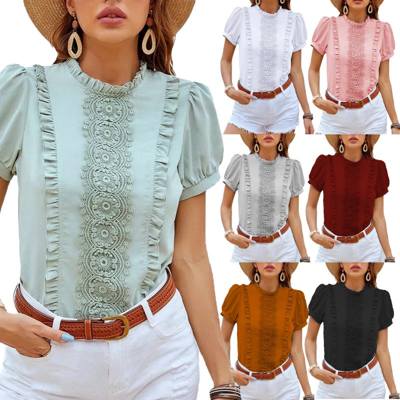 Lace Detail Casual Women's Shirt - Popular Style - Image 2