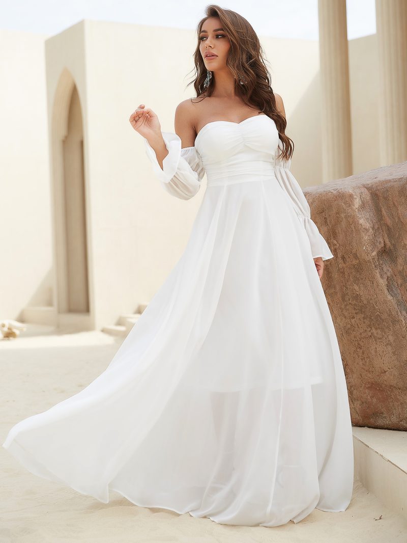 Long Sleeve Tube Top Chiffon Dress - Image 3