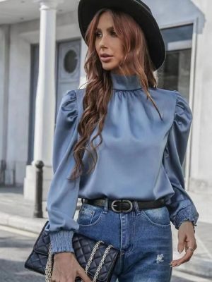 Elegant Bubble Sleeve Blouse – Autumn