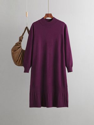 Versatile Mid-Length Turtleneck Sweater Dress