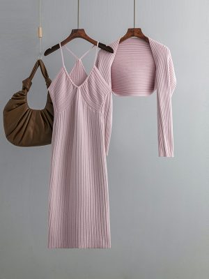 Halterneck Suspenders Dress Set: Sexy Trend