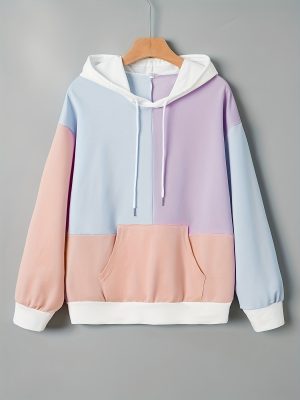 Loose Hooded Sweatshirt – Color Matching Style