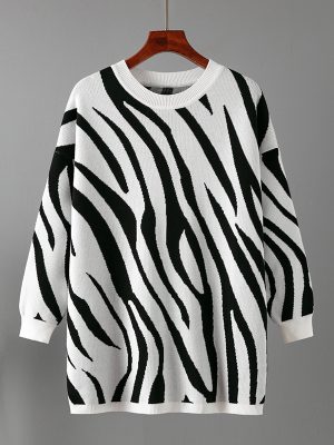 Zebra Print Knit Pullover