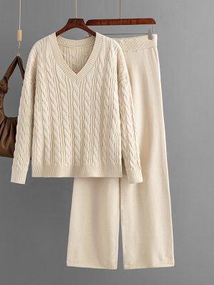 Wide Leg Pants & Sweater Set – Autumn & Winter Fashion