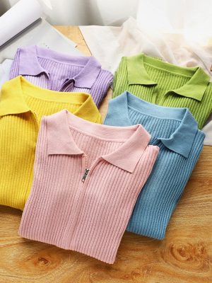 Polo Collar Long Sleeve Sweater