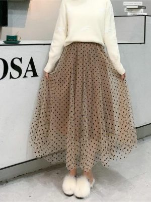 Flocking Dot Mesh Fishtail Skirt