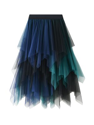 Chic Color-Matching Mesh Midi Skirt for Spring/Summer Elegance