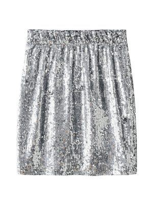 Chic Sequined One-Step A-Line Hip Skirt for Spring/Summer Elegance