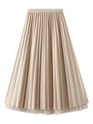 Pleated Gauze A-Line Skirt: Autumn Elegance