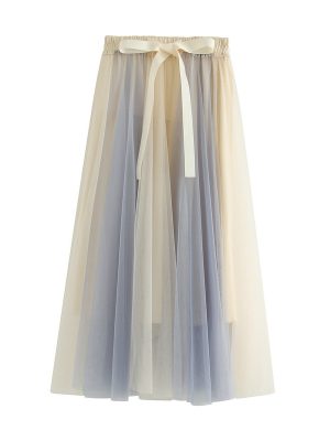 A-Line Gauzy Tulle Skirt for Winter Elegance – Mid-Length