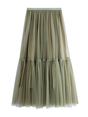 Pleated Mesh Swing Skirt for Women’s Spring & Summer Elegance