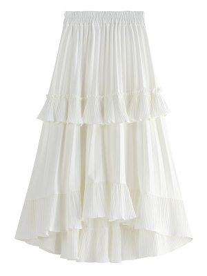 Autumn A-Line Ruffled Asymmetric Skirt