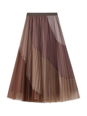 Elastic Waistband Pleated Mesh Skirt