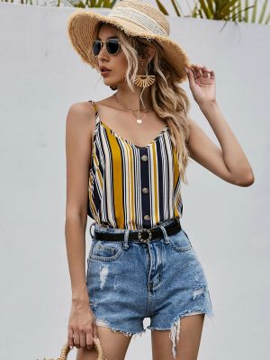 Designer Summer Striped Vest – Sling Top