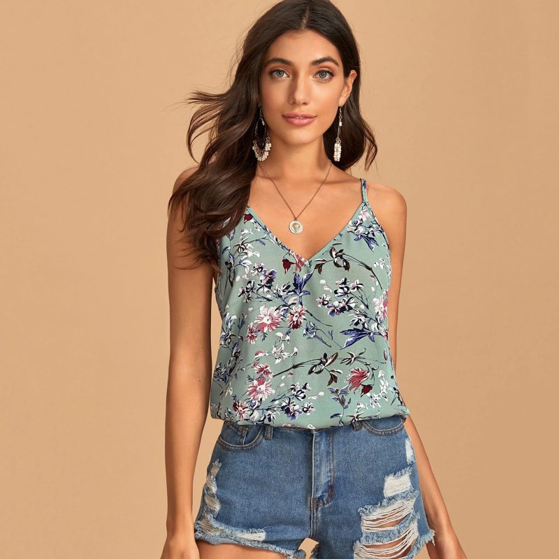 New V-Neck Sleeveless Printed Vest - Summer Top - Image 2