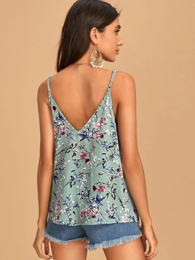 New V-Neck Sleeveless Printed Vest - Summer Top - Image 4