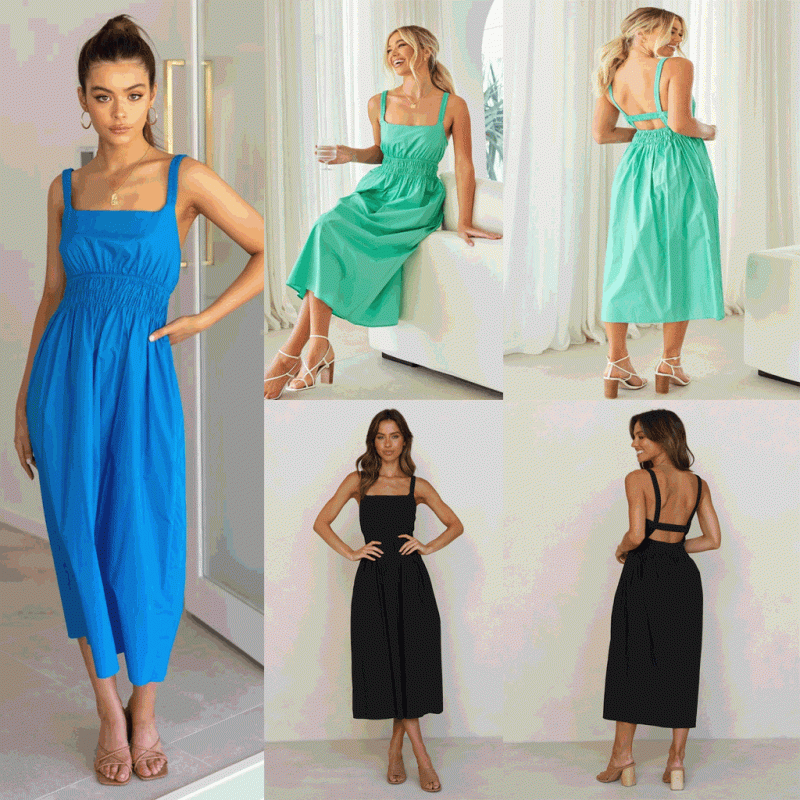 Backless Casual Waist-Tight Mid-Length Dress - Image 5