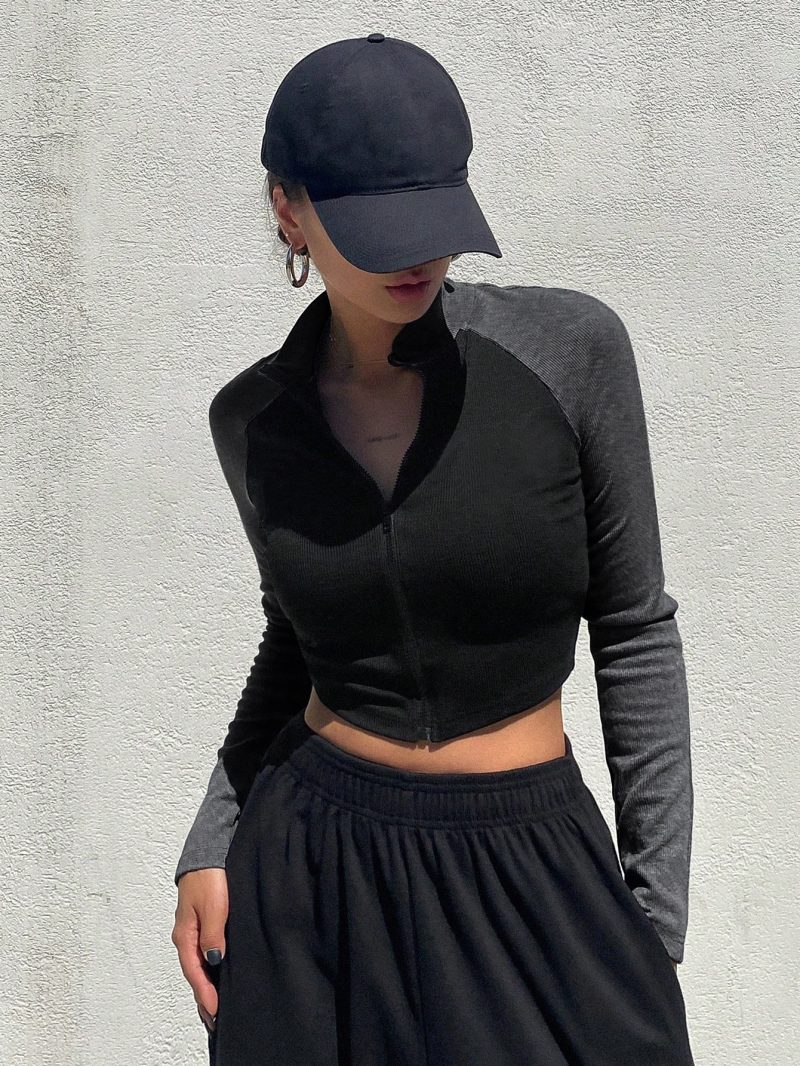 Trendy Cool Sexy Contrast Zip T-Shirt - Image 4