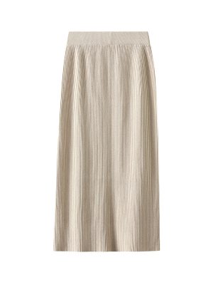 Modal Knitted Sheath A-Line Wool Skirt for Over-the-Knee Chic