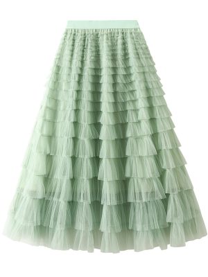 Fairy White Yarn Mesh Tiered Skirt for Spring/Autumn Elegance”