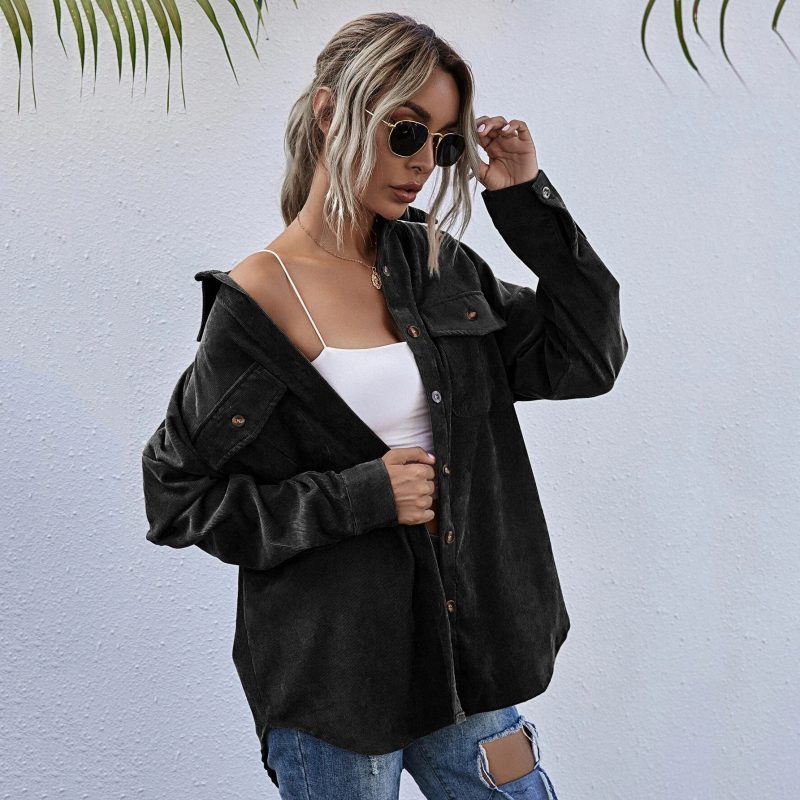 Corduroy Shacket - Autumn Collared Casual Jacket - Image 3