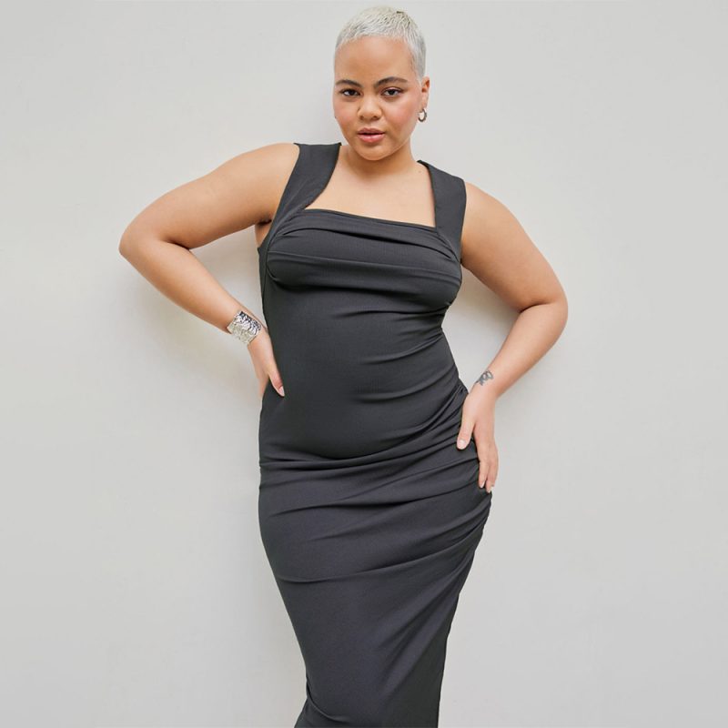Plus Size Slim Tube Top Sheath Dress - Image 3