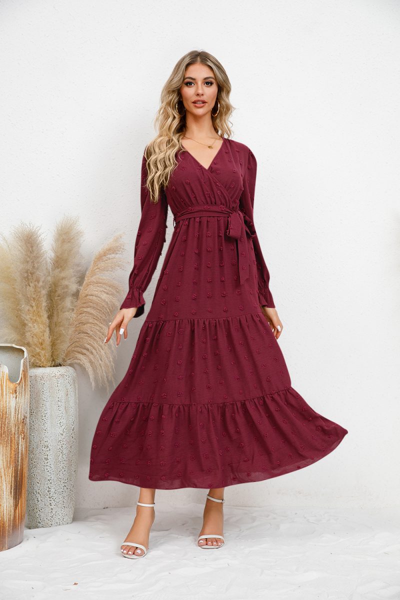 Solid Color Wide Hem Maxi Dress - Image 2