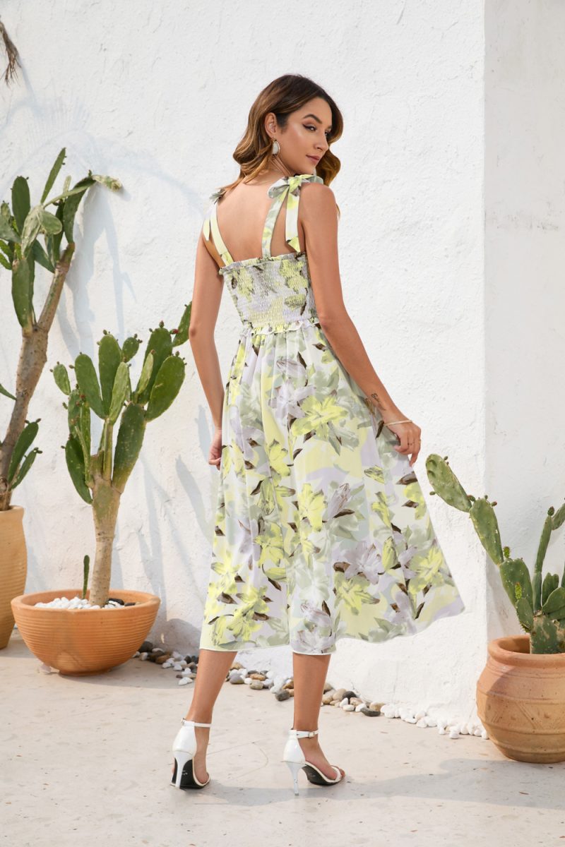 Summer Floral Print Slip Dress | Casual Vacation Smocking Style - Image 4