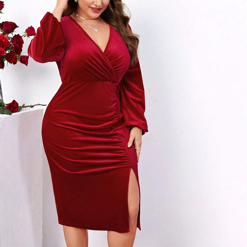 Sexy V-Neck Long Sleeve Sheath Dress - Image 3