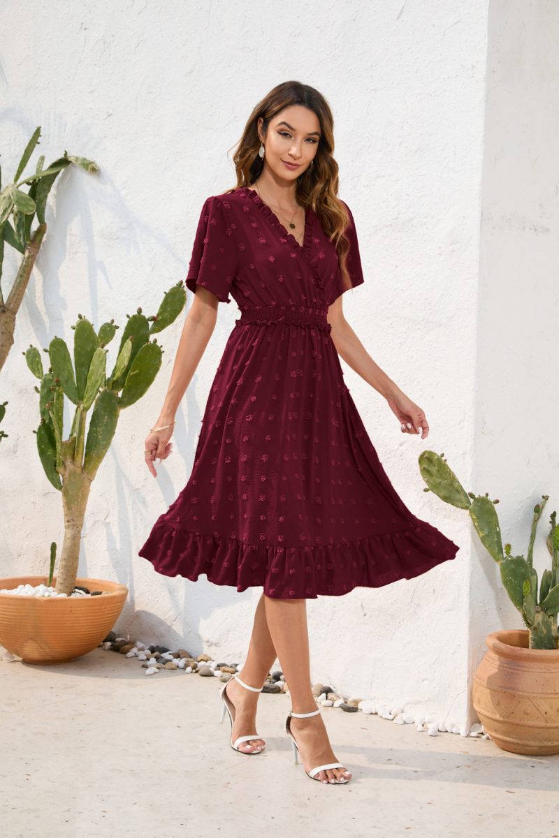 V-Neck High Waist Tied Dress - Image 2
