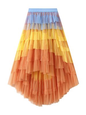 Irregular Asymmetric Tiered Mesh Pettiskirt