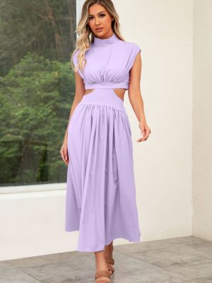 Summer Sweet Stand Collar Maxi Dress