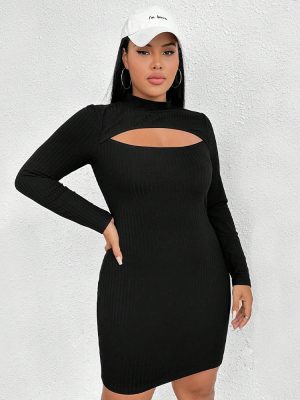 Stylish Plus Size Long Sleeve Dress for Autumn & Winter