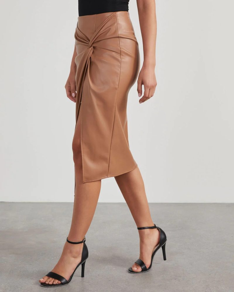 Split Mid-Length Leather Hip Skirt - Autumn/Winter Sexy - Image 3