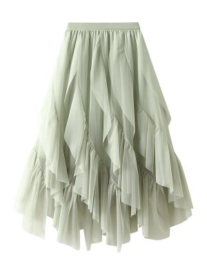 Ruffled Petite Maxi Veil Skirt