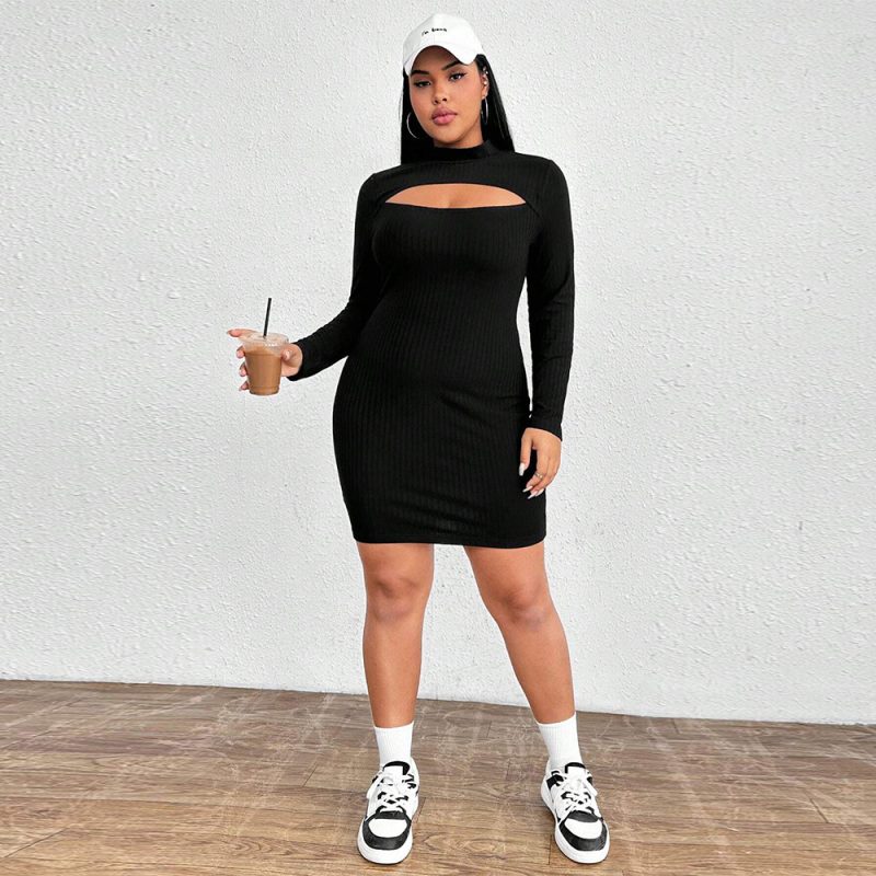 Stylish Plus Size Long Sleeve Dress for Autumn & Winter - Image 3