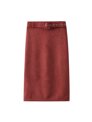 High Waist A-Line Sheath Skirt with Back Slit