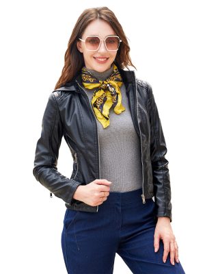 Fleece-Lined Zippered Slim Jacket for Women