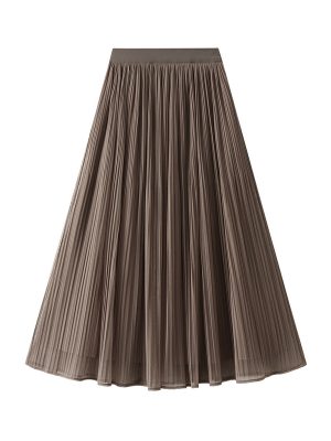 High Waist Mesh Pleated A-Line Gauze Skirt with Two-Side Coverage