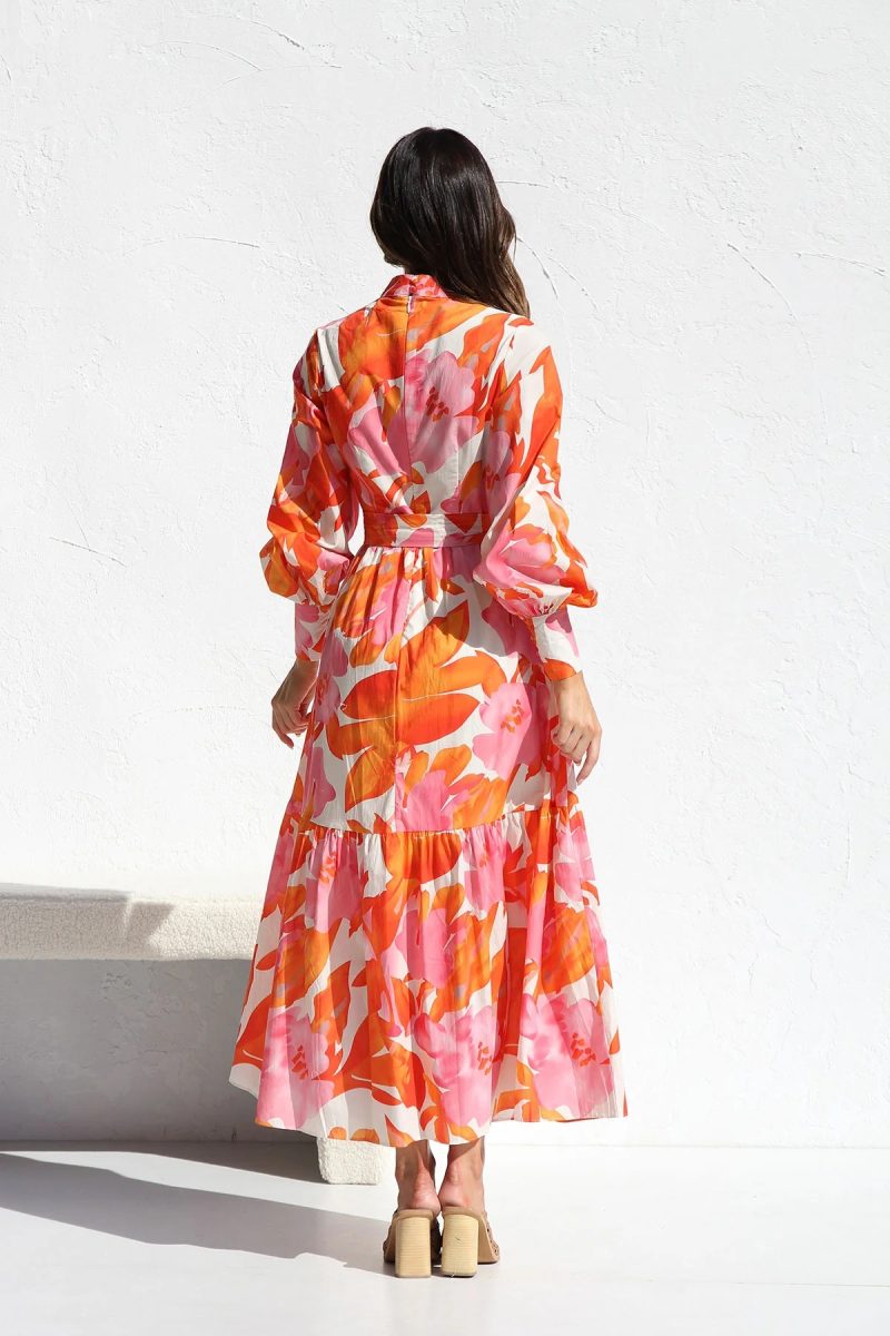 Printed Pleated Swing Maxi Dress - Timeless Elegance - Image 3